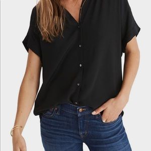 Madewell Central Drapey button down short sleeve top, Small, new